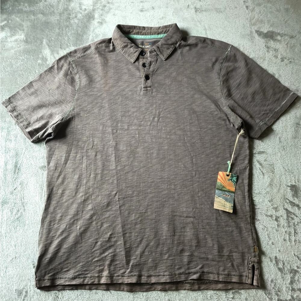 True Grit Men's Short Sleeve Gray Polo Shirt, Size L, NWT